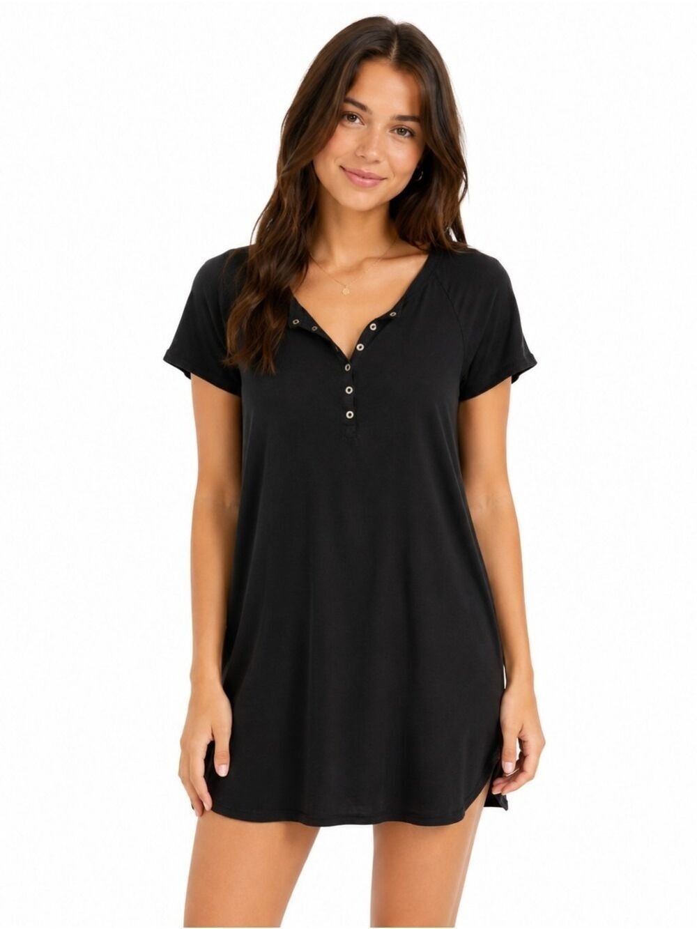 ABERCROMBIE AND FITCH Short Sleeve Midi Length Henley Shirt Dress Size XS